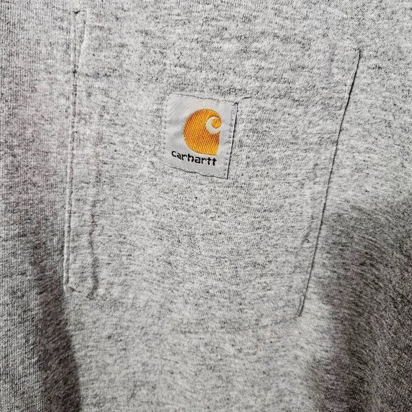CARHARTT MEN'S LONG SLEEVE WORKWEAR T SHIRT HEATHER GRAY LOGO ON POCKET SIZE 2XL - Picture 4 of 6
